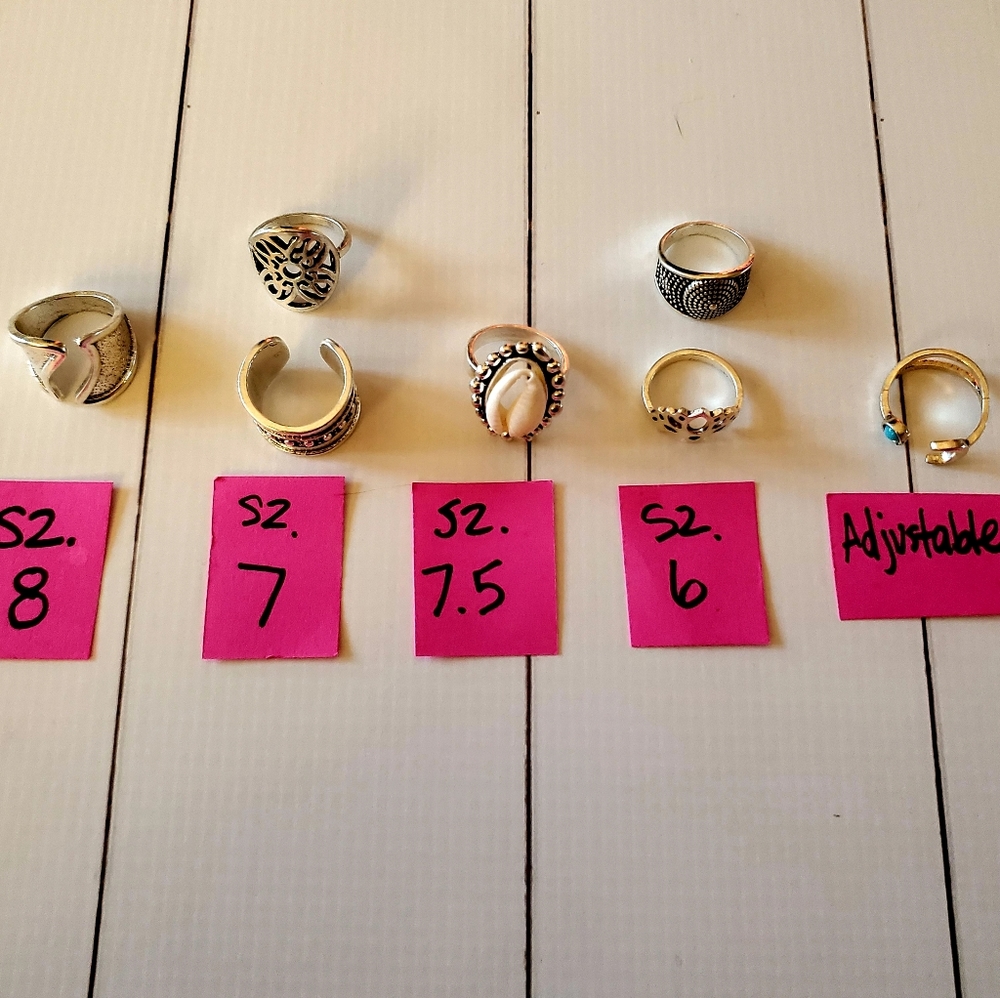2/$20🌼 Boho Shell Silvertone Ring Set NWOT - Picture 6 of 6